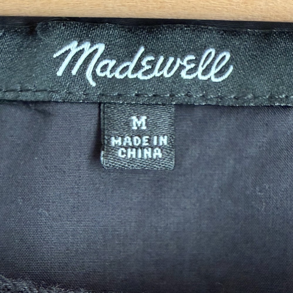 Madewell Embroidered Floral Peasant Top Black Boho Blouse Size M - Picture 3 of 6